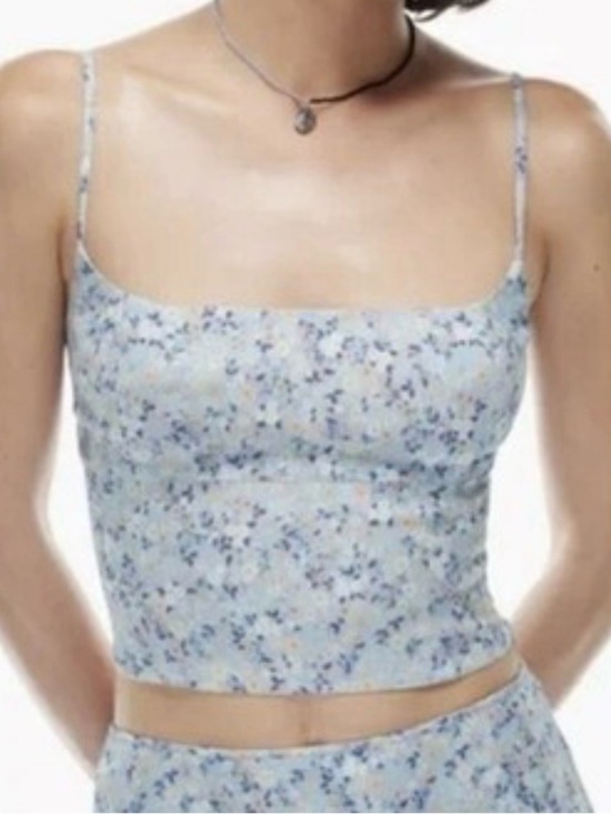 Wilfred Tops - Wilfred | Basel Bustier Blue Floral Crop Top